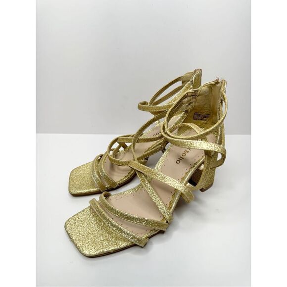 Zigi Soro Sandals Womens Size 6‎ Gold Open Toe Ankle Strap Dress Heels - Picture 1 of 9